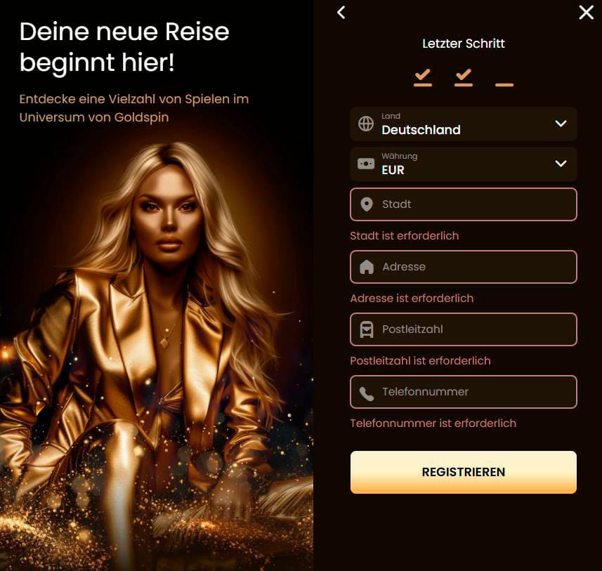 Registrieren Sie sich im Goldspin Casino