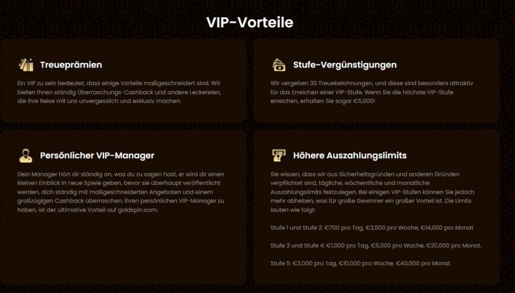 VIP-Vorteile im Goldspin Casino